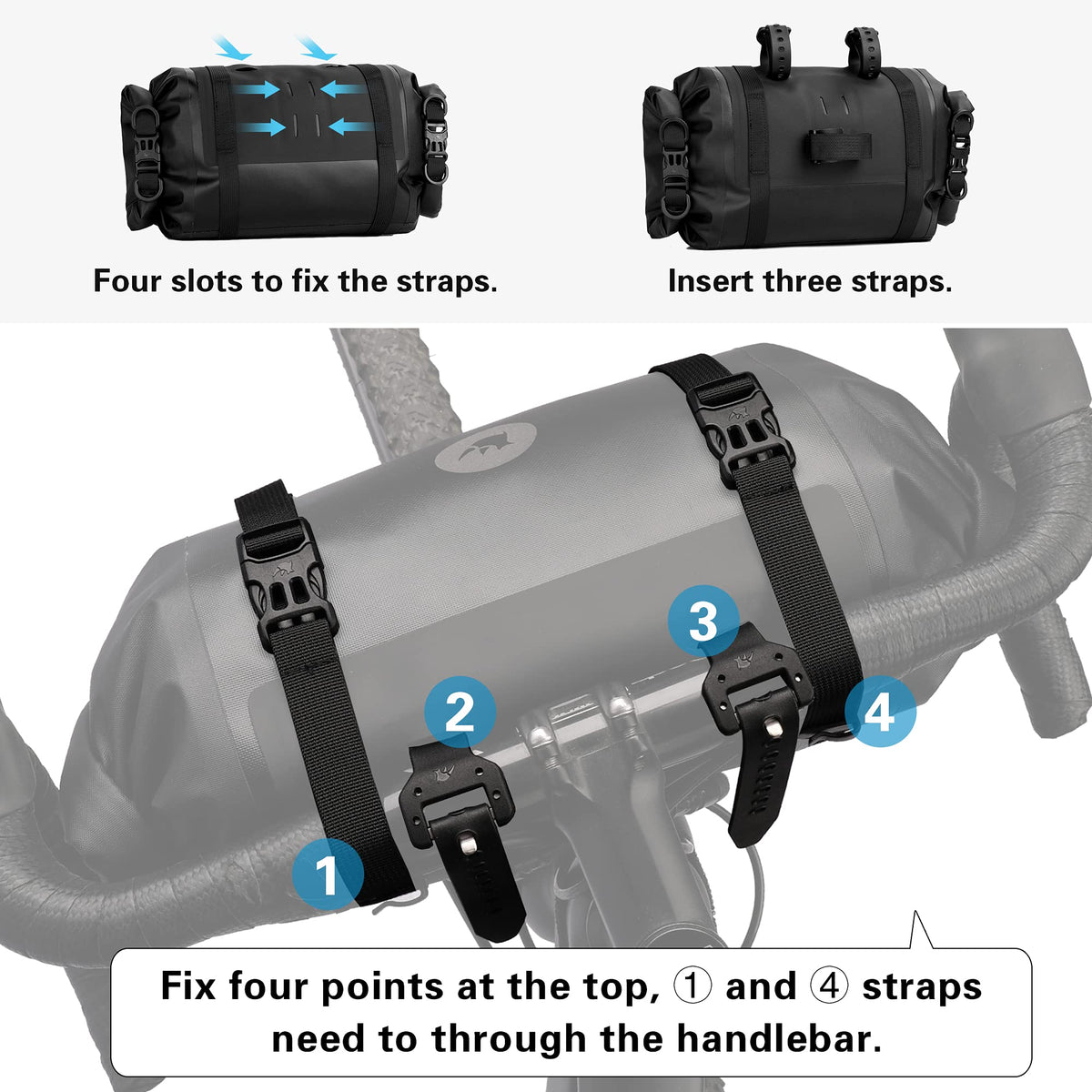 Rhinowalk 2PC Bike Handlebar Set - Waterproof Bicycle Front Tube Bag, Large Capacity Storage, Shoulder Bag