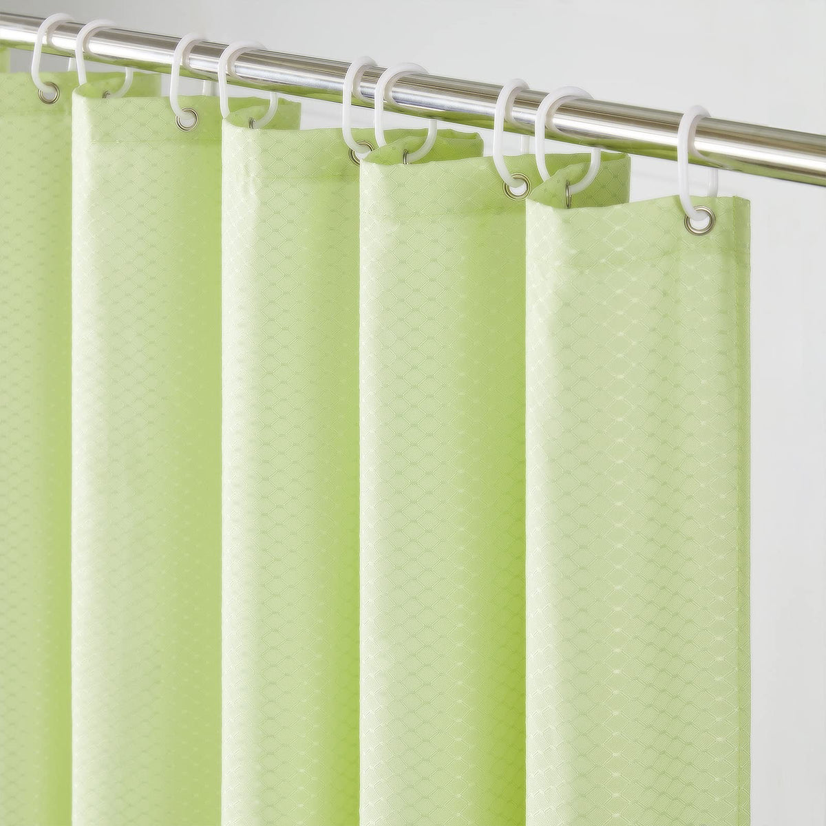 Furlinic Shower Curtain Yellow Waffle Bath Curtains Mildew Resistant Waterproof Polyester Fabric Long 120x210cm for Bathroom with Hooks 47x84 Inch.