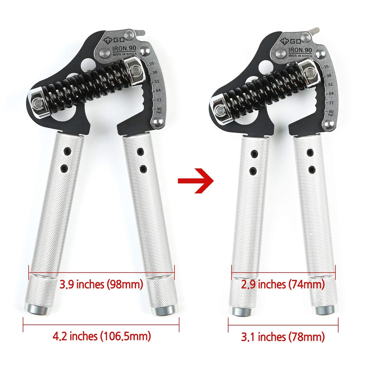 GD Iron Grip EXT 90 Hand Grip Strengthener Adjustable Hand Gripper (25 to 90kg) Hand Strength Trainer for Forearms, Wrist strengtheners Wrist Training