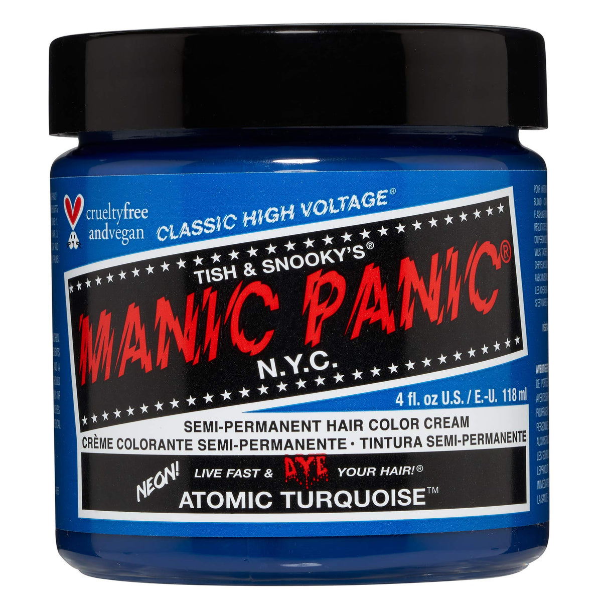 Manic Panic High Voltage Classic Cream Formula, Atomic Turquoise, 0.118 kg