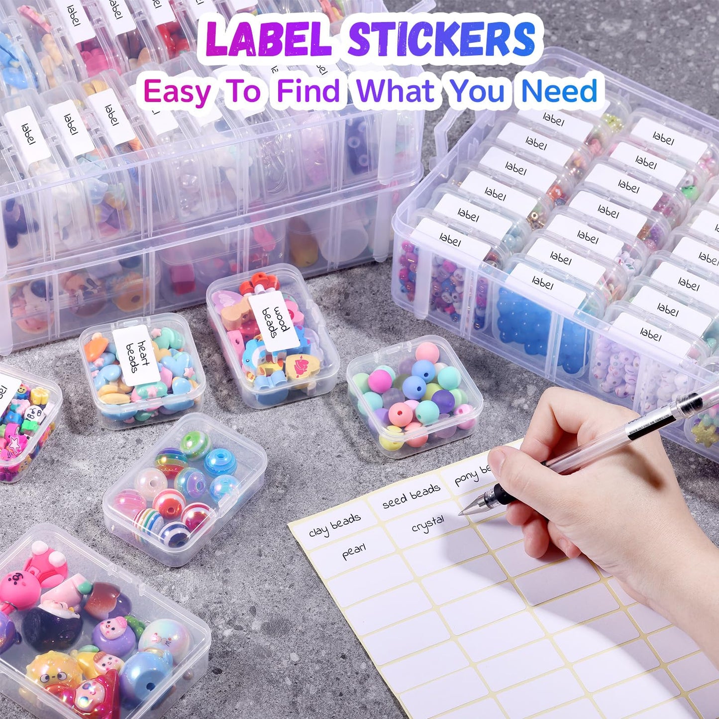 Funtopia Craft Organiser 59 Pack, 3-Tier Stackable Container Box with Lids