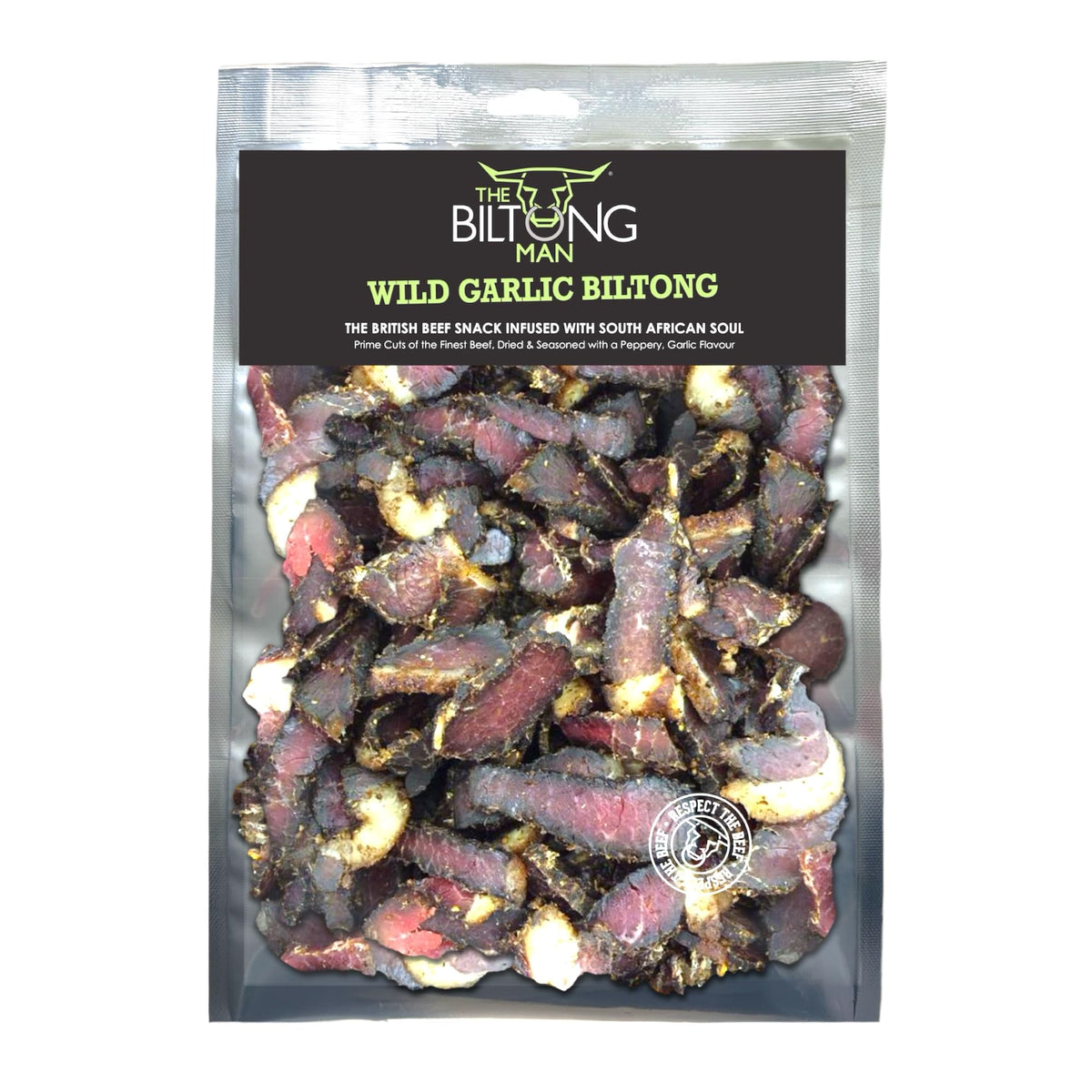 The Biltong Man - Wild Garlic - High-Protein Fatty Beef Biltong Snack, 200g
