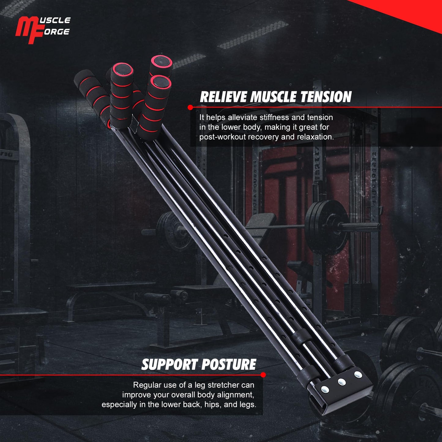 MuscleForge? 3 Bar Leg Stretcher for Splits and Adductor Stretch Spreader to Over 180? Split Machine Trainer for Martial Arts Ballet Stretching