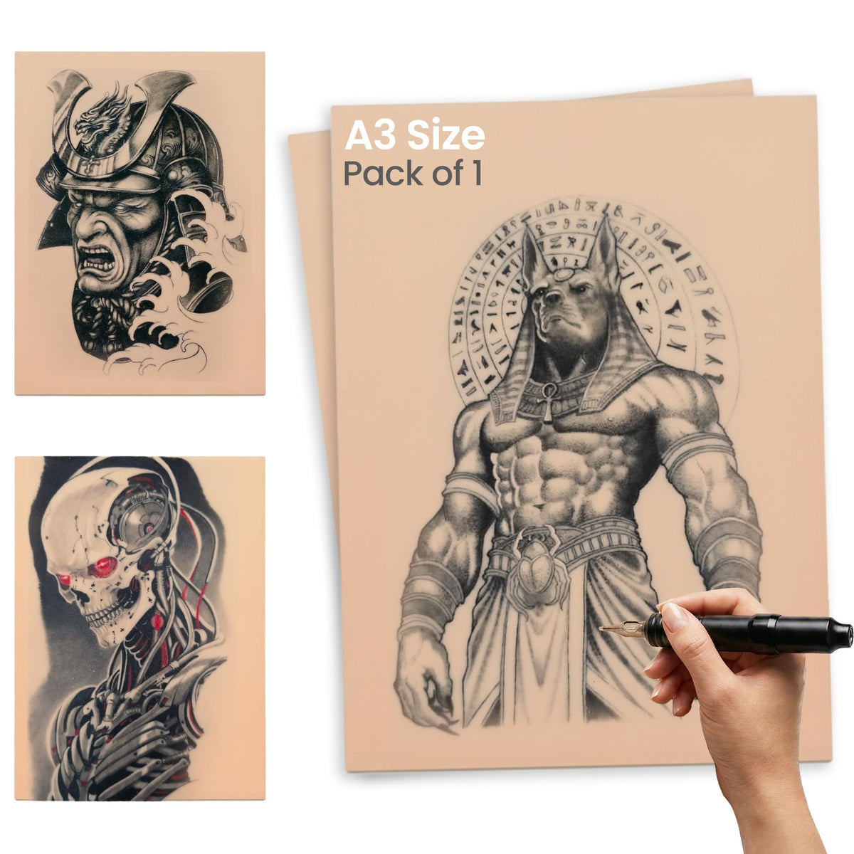 REEL SKIN by Best Fake Skin ? A3 Silicone Tattoo Practice Skins (Pack of 1) ? Double-Sided, 2.5mm Thick ? Realistic Texture for Shading & Line Work ?