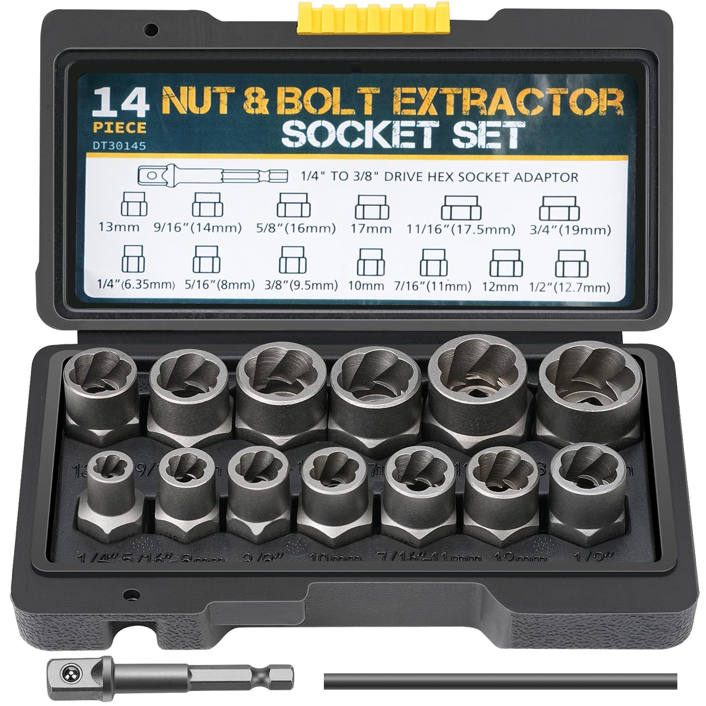 15Pcs Nut & Bolt Grip Extractor Socket Set Impact Bolt Nut Remover, Nut Removal Tool, Bolt Extractor Tool