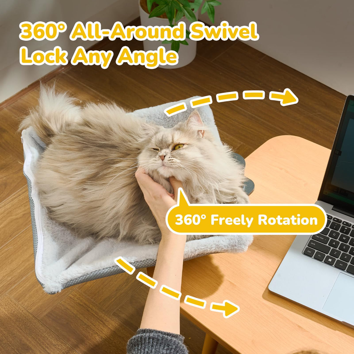 CATISM Cat Desk Bed Soft Square Desktop Bed Desk Clamp Kitty Beds Up To 55 lbs Perfect Office Work Deskcat Beds Cat Hammock Indoor Cats with 2 Pet