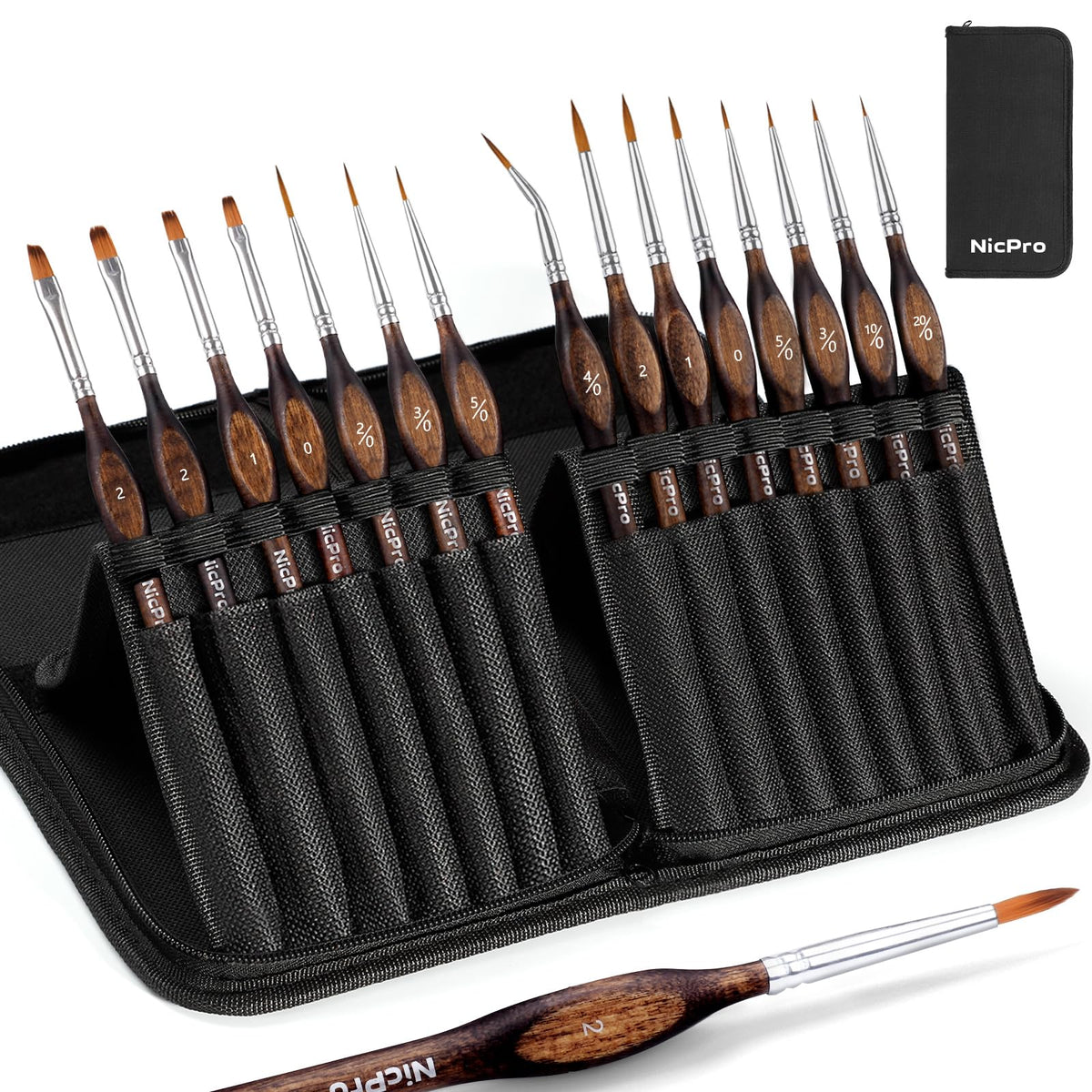 Nicpro 15PCS Miniature Paint Brushes, Model Paint Brush Set with Nylon Case for Acrylic Oil Watercolour, Micro Detail Paint Brushes for Model,