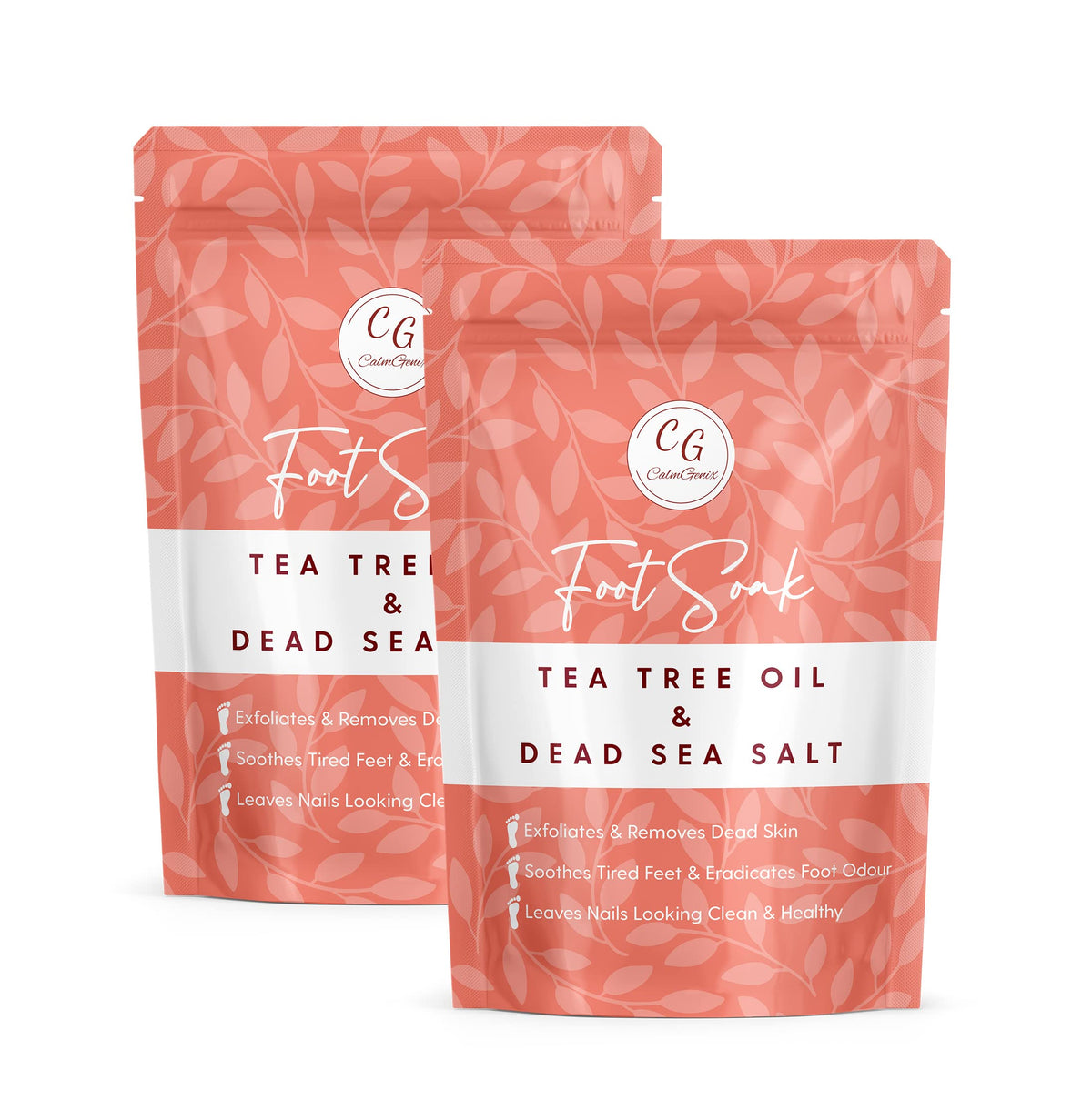CalmGenix Foot Soak with Tea Tree Oil & Dead Sea Salt | Helps Treat Nail Fungus and Athletes Foot, Foot Spa Bath | Foot Moisturiser & Deodorizer Feet