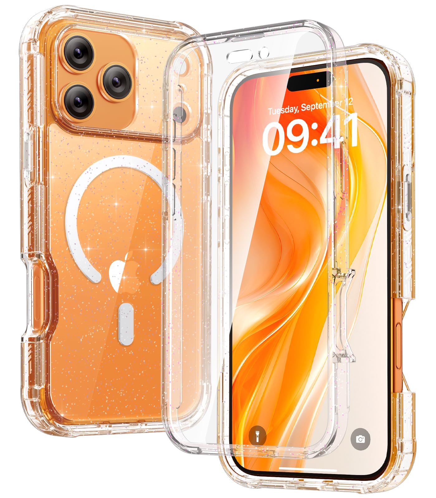 Diaclara Magnetic for iPhone 17 Pro Case 6.3-Inch, Fit for MagSafe, Full Body Bumper Case with Built-in Touch Anti-Scratch Screen Protector, [Full