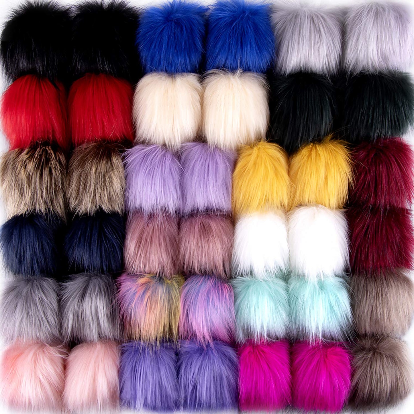 SIQUK 40 Pieces Faux Fur Pompom Ball for Hat Key Ring Decoration, 20 Colours