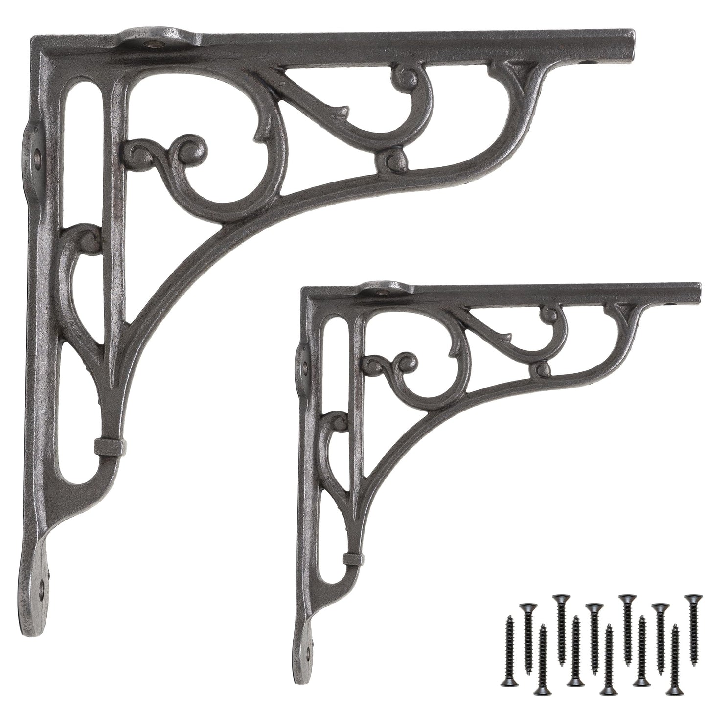 EDUWURXS Industrial Cast Iron Ornate Shelving Brackets | Heavy Duty Wall Brackets for Shelves, Kitchen Shelves & Living Room 6x6 (Pack of 2)