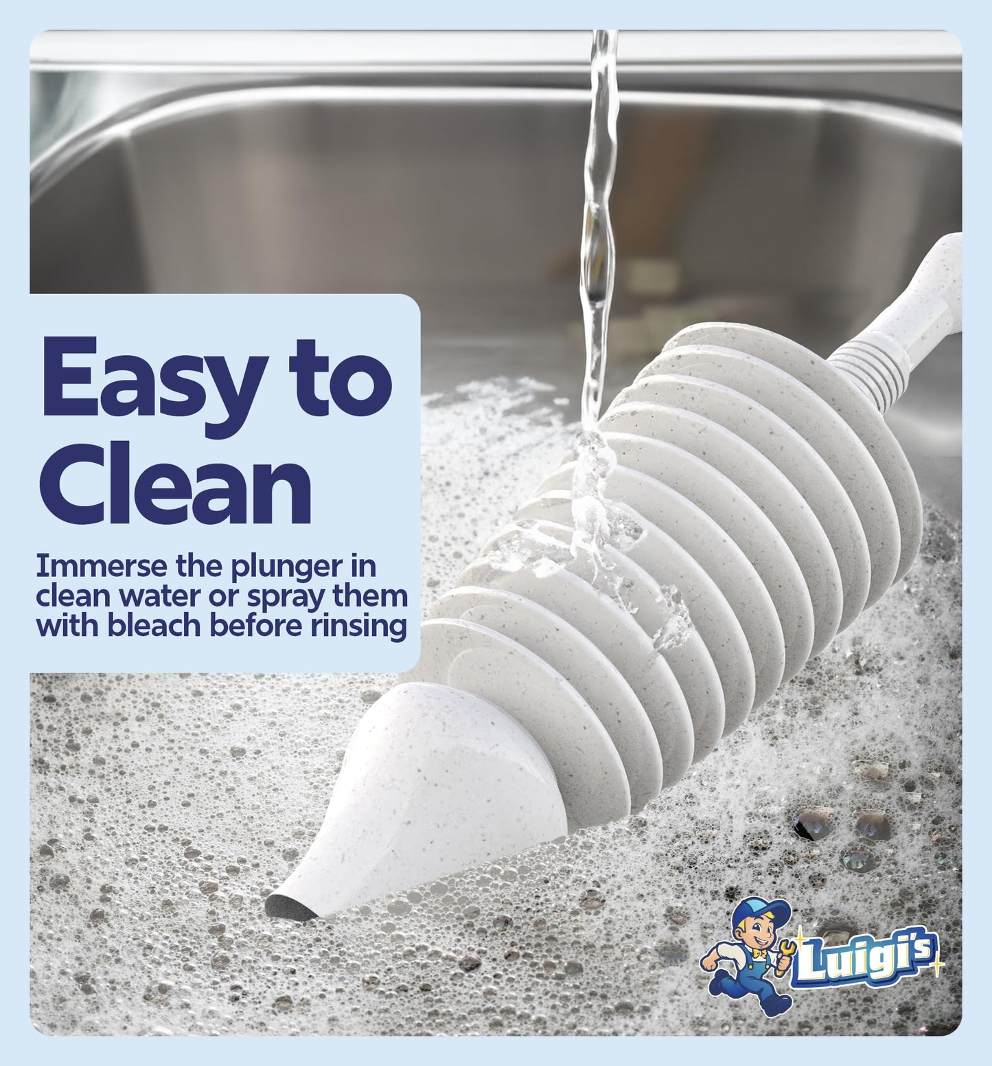 Luigi's World's Best Toilet Plunger - Plunger Toilet Unblocker Heavy Duty - Plungers for Unblocking - Unique Strongest Unblocker Tool
