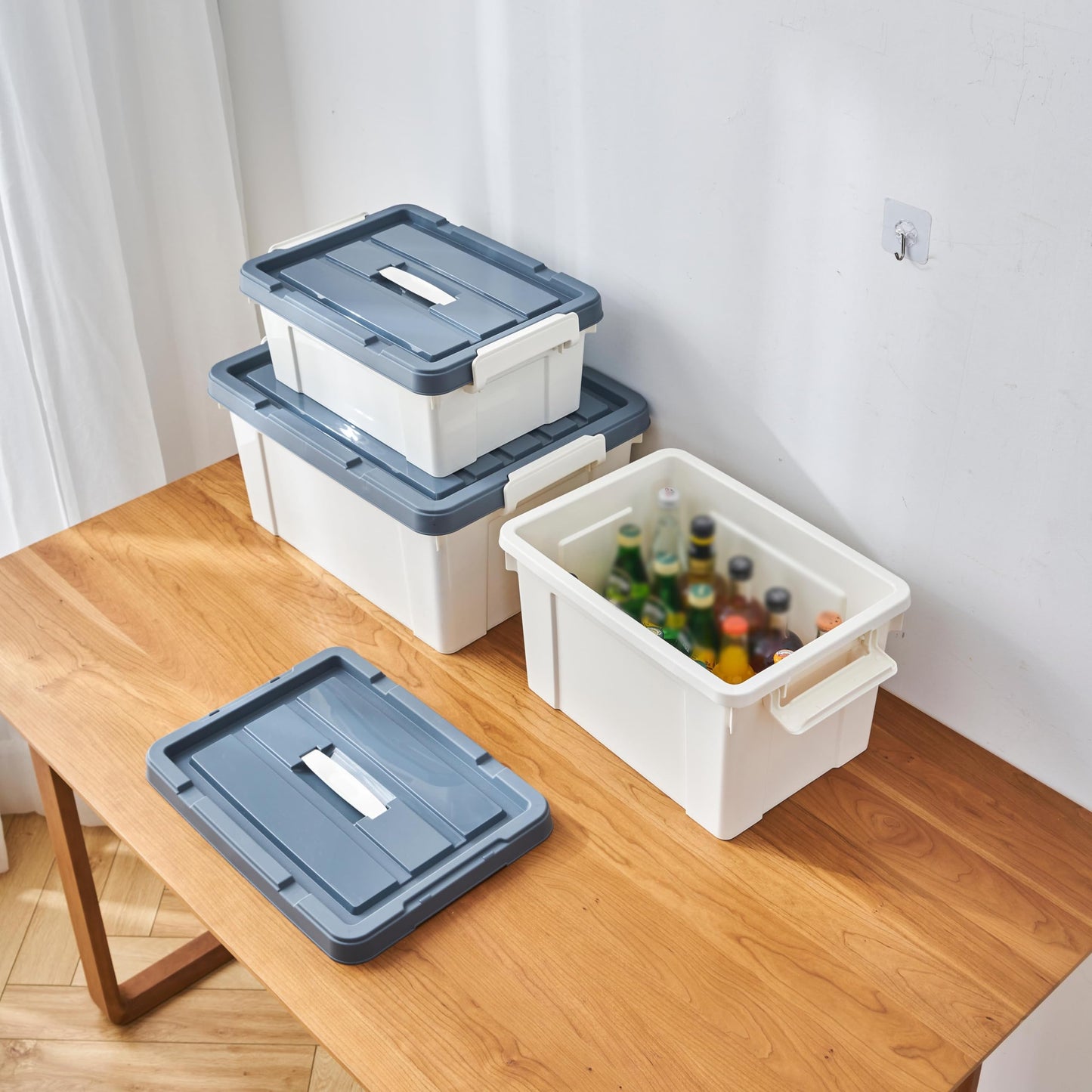 Cetomo 15L*4 Storage Boxes, Carry Plastic Storage Box with Lids, Organizing Container with Handle and Secure Latches