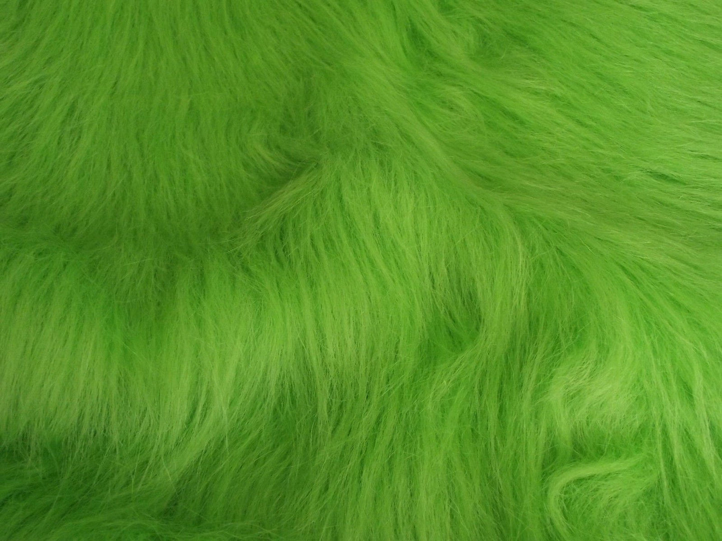 CRS VENDOR LTD. Long Pile Fun Faux Fur Fabric Material Lime Green, 1Mtr - 150cmx100cm