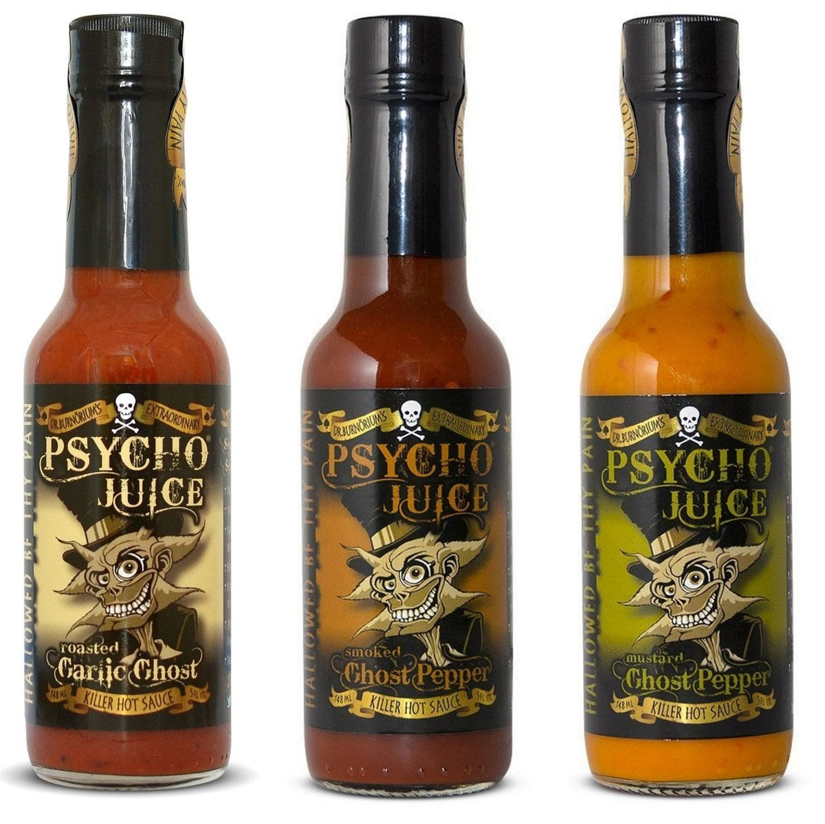 Psycho Juice Gift Set Ghost Pepper Collection Pack Of 3 Hot Sauces : Ghost Collection