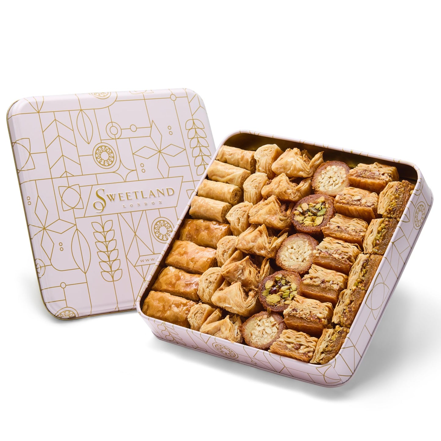 Sweet Land Baklava Selection - 1 kg | Selection Tray with Pistachio, Almond & Cashew Nuts | Handmade Traditional Lebanese Baklava | Great for Ramadan,