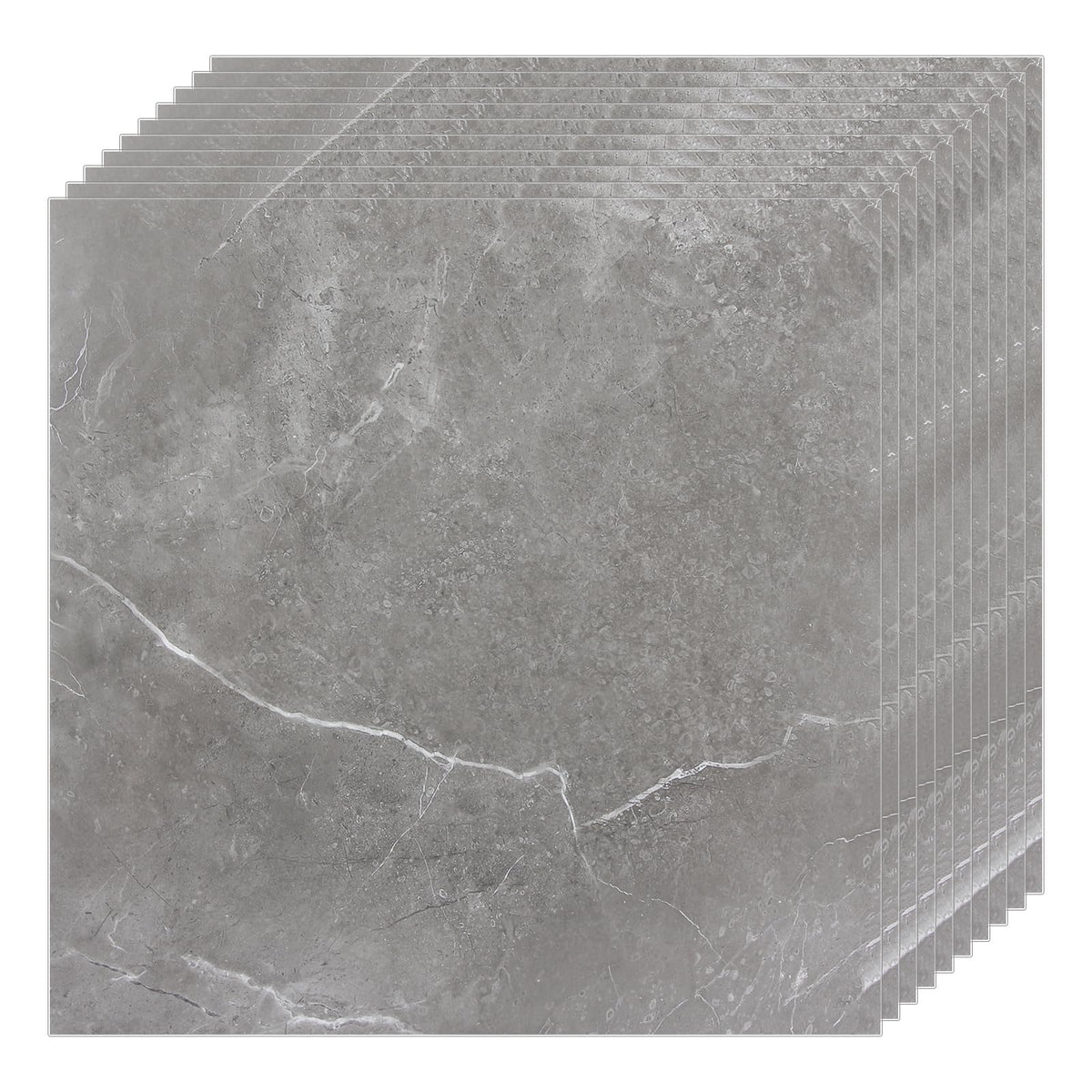 CYEER 40 PCS Vinyl Floor Tiles Self Adhesive, 30x30cm Grey Peel and Stick Grey Self Adhesive Floor Tiles Marble Effect, Waterproof Sticky Vinyl