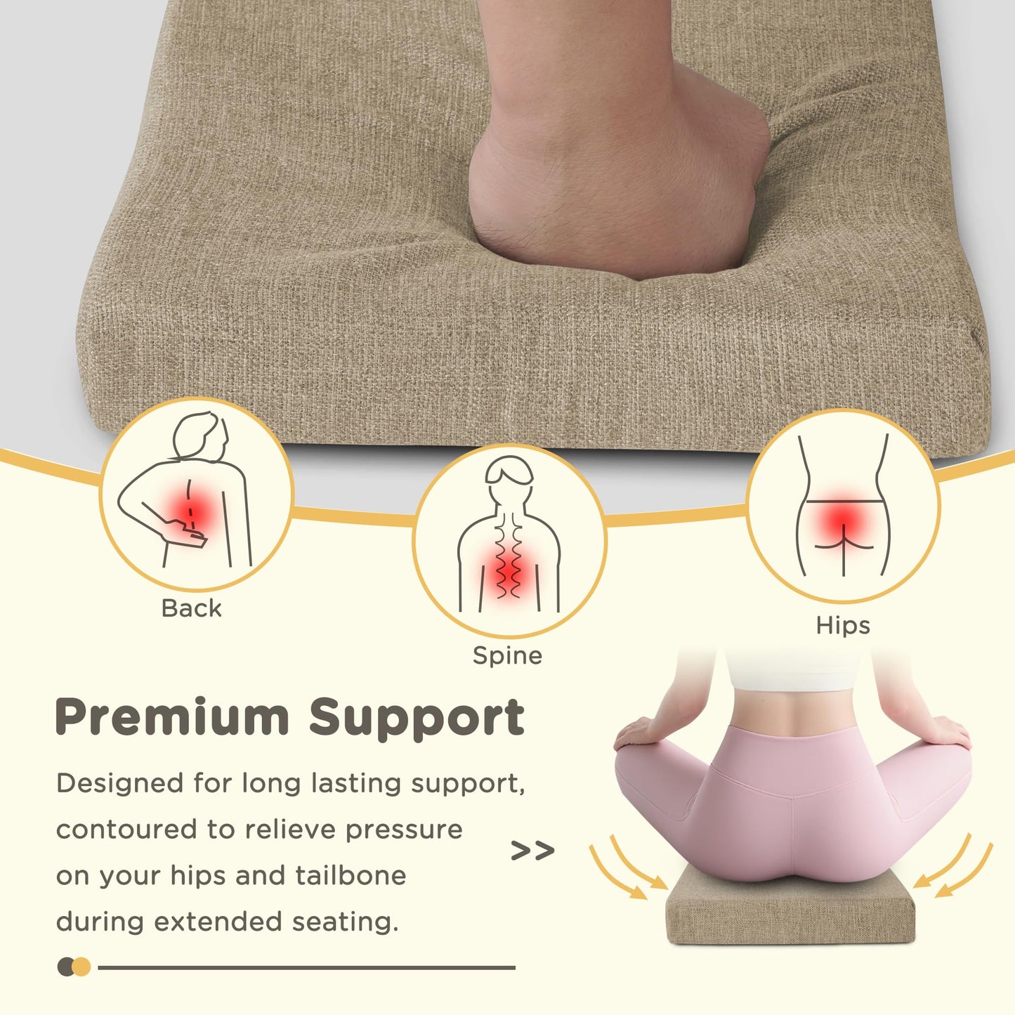 MineCozy Bar Stool Cushions Square 12" x 12" 1 Piece Beige