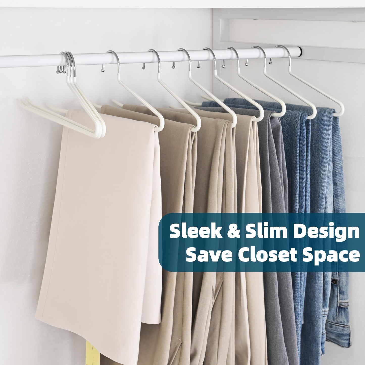 EssenFlolis 20 Pack Non-Slip Open Ended Metal Trouser Hangers Space Saving