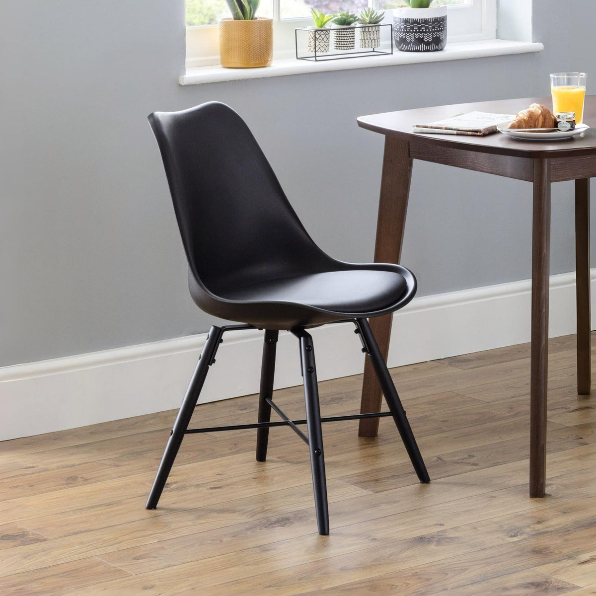 Julian Bowen Black Wood Kari Dining Chairs Set of 2