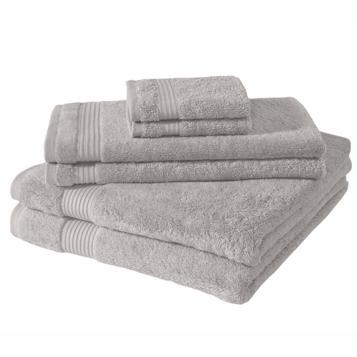 BERIBO Turkish Towel Set 100% Cotton (Serenity) 6 Pieces, 620gsm (Stone)