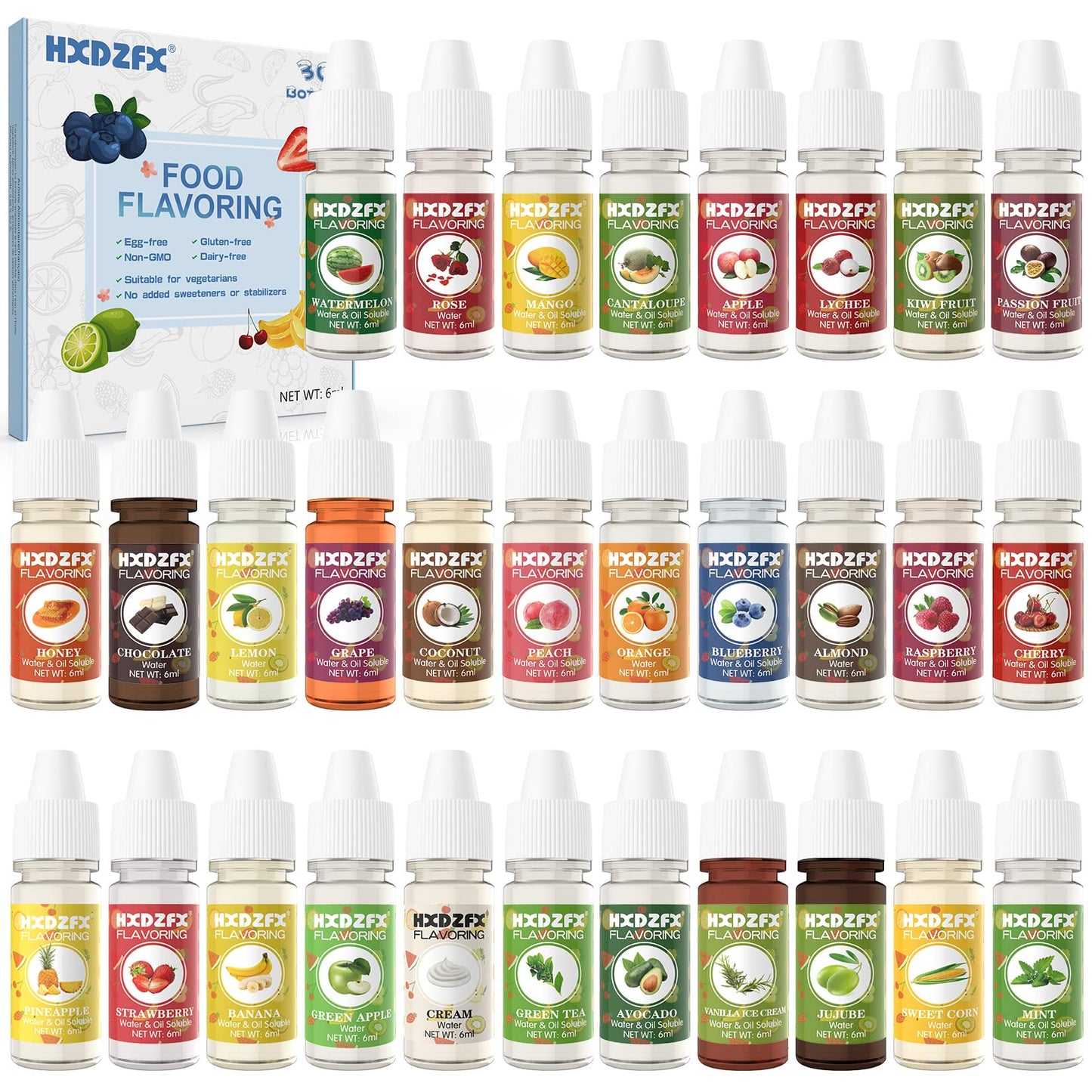 Food Flavoring Oil - 30 Liquid Concentrated Food Flavour Oil for Baking, Cooking - Lip Gloss Flavouring Oil for Lip Balm, Cosmetics, Drink, Soap