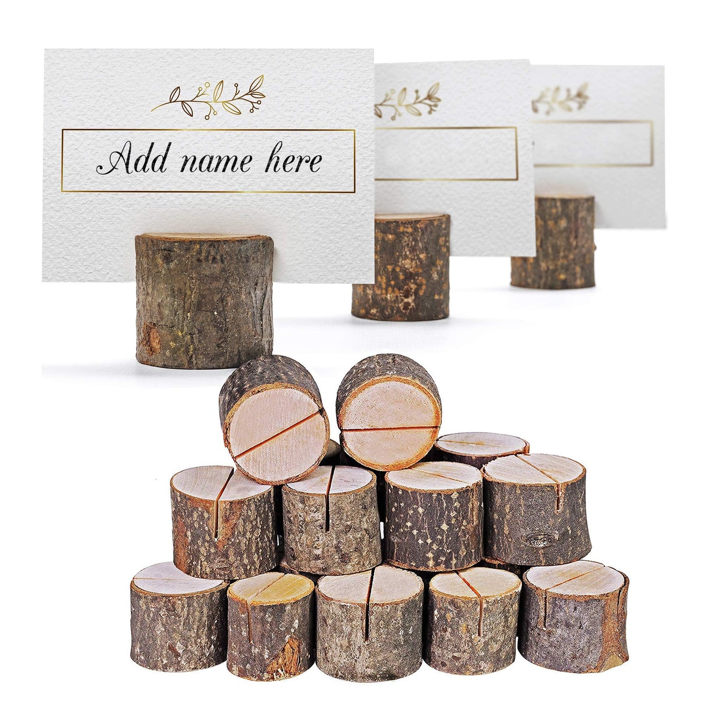 THE TWIDDLERS 50 Pine Wood Rustic Table Place Card Name Holders for Weddings & Events - Menu & Photo Holders for Events, Card Stand Name & Number