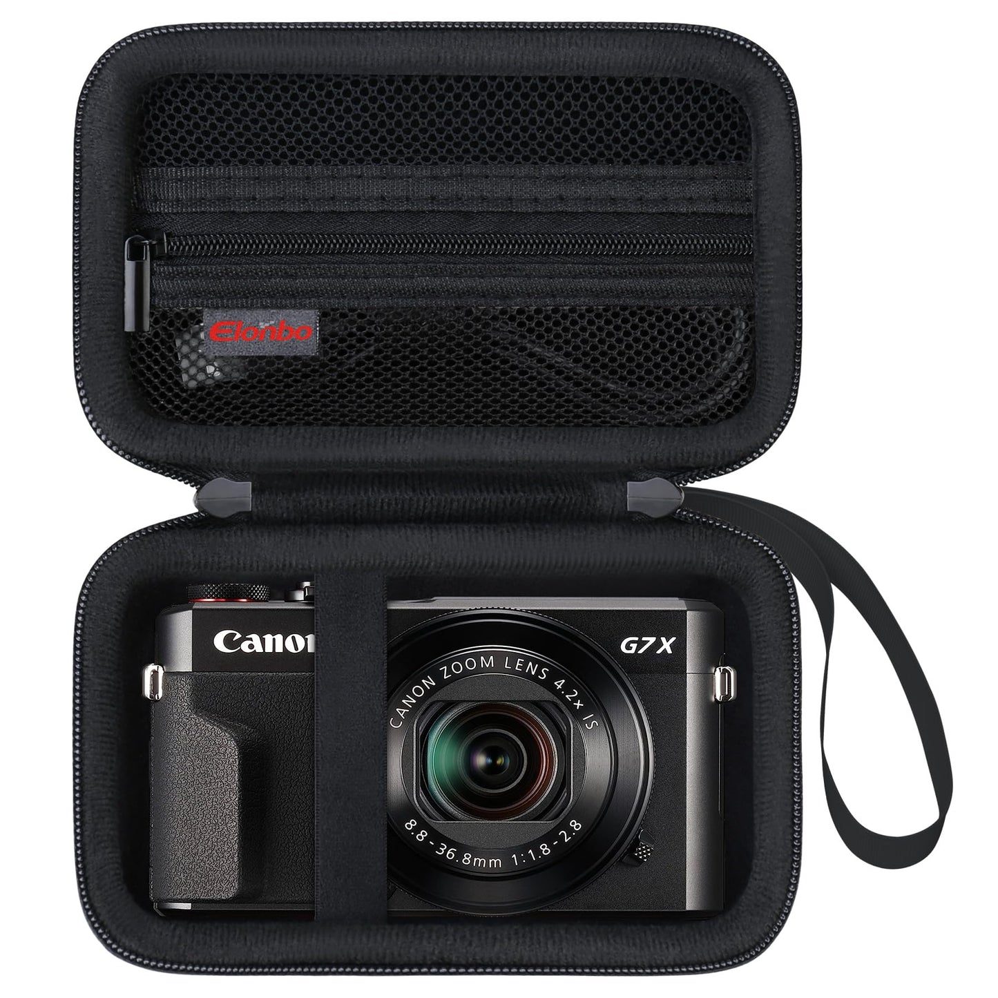 Elonbo Carrying Case for Canon PowerShot G7 X Mark III/ G7 X Mark II/ G7X/ SX740/ SX730 HS Digital Camera, 4K Vlogging Camera Travel Bag, Mesh Pocket