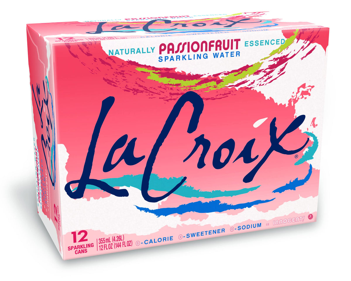 La Croix Naturally Essenced | 0 Calorie | 0 Sweetener | 0 Sodium | Passionfruit Sparkling Water 355ml (Pack of 12)