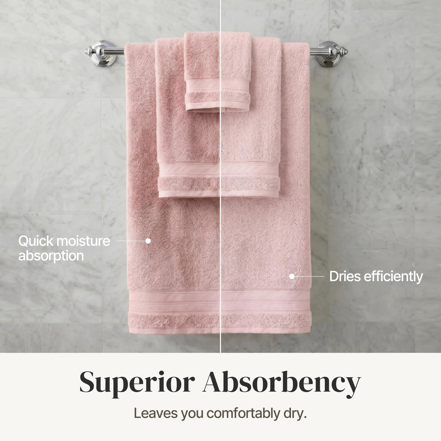 Modern Threads Spun Loft 6-Piece 100% Combed Cotton Set-Bath, Hand Towels, & Washcloths Super Absorbent & Quick Dry-600 GSM-Soft & Plush