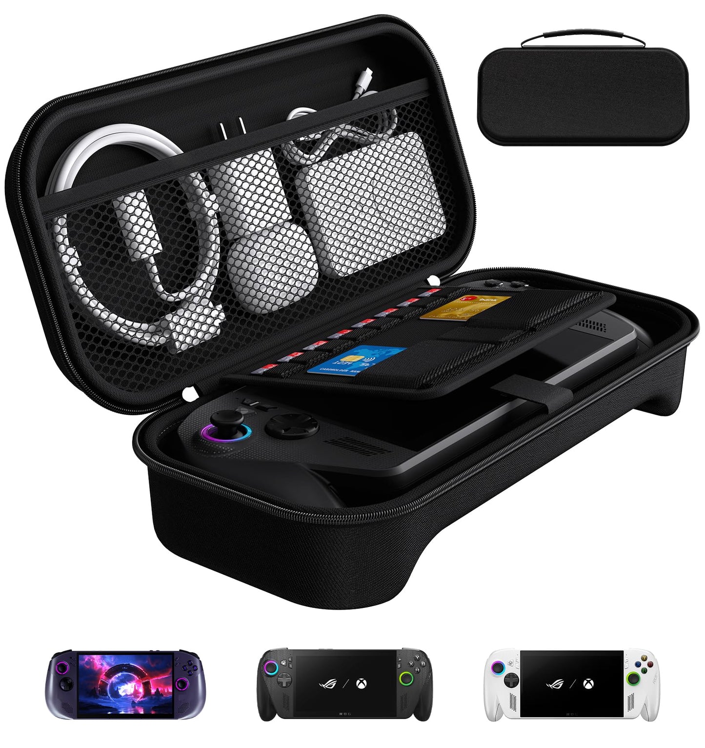 ivoler Carrying Case for Lenovo Legion Go S/ASUS ROG Xbox Ally/Xbox Ally X, Console Travel Protective Hard Shell Handbag EVA Storage Pouch with Mesh