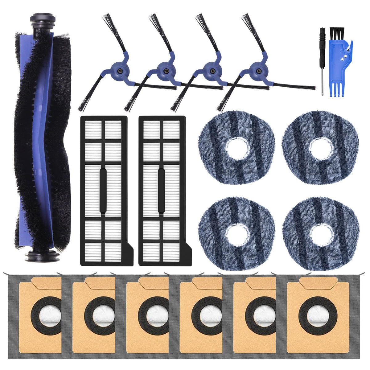 VIEWALL 19 Pack X10 Accessories Kit Replacement for Eufy X10 Pro Omni Vacuum,1 Main Brush,4 Mop Cloth Pads,4 Side Brushes,2 HEPA Filters,6 Replacement