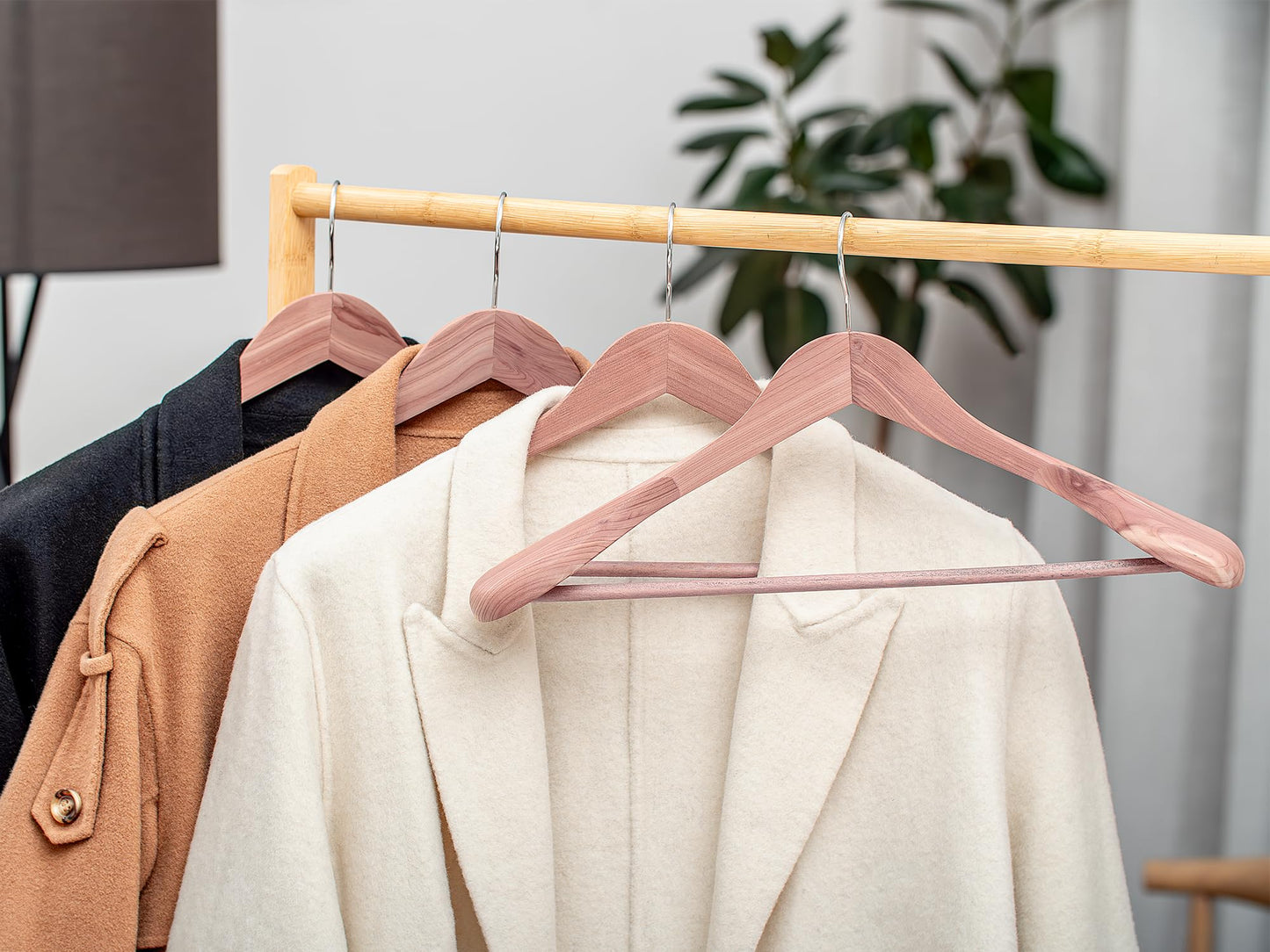 StorageWorks Wood Suit Hangers for Men, Wooden Hangers for Adults' Clothes, Cedar Coat Hangers, Extra Wide Shoulder Hanger for Duty Suit Coats