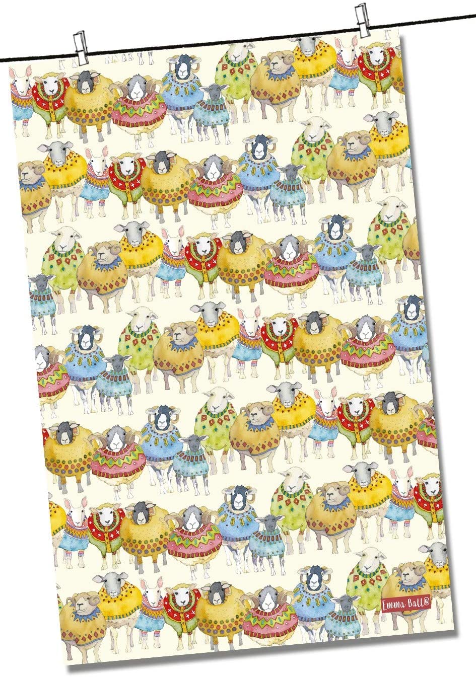 Emma Ball Sheep in Jumpers Cotton Tea Towel