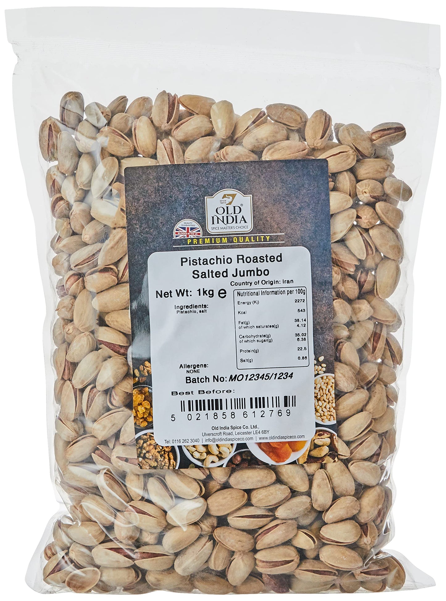 Old India Pistachio Roasted Salted Jumbo 1kg