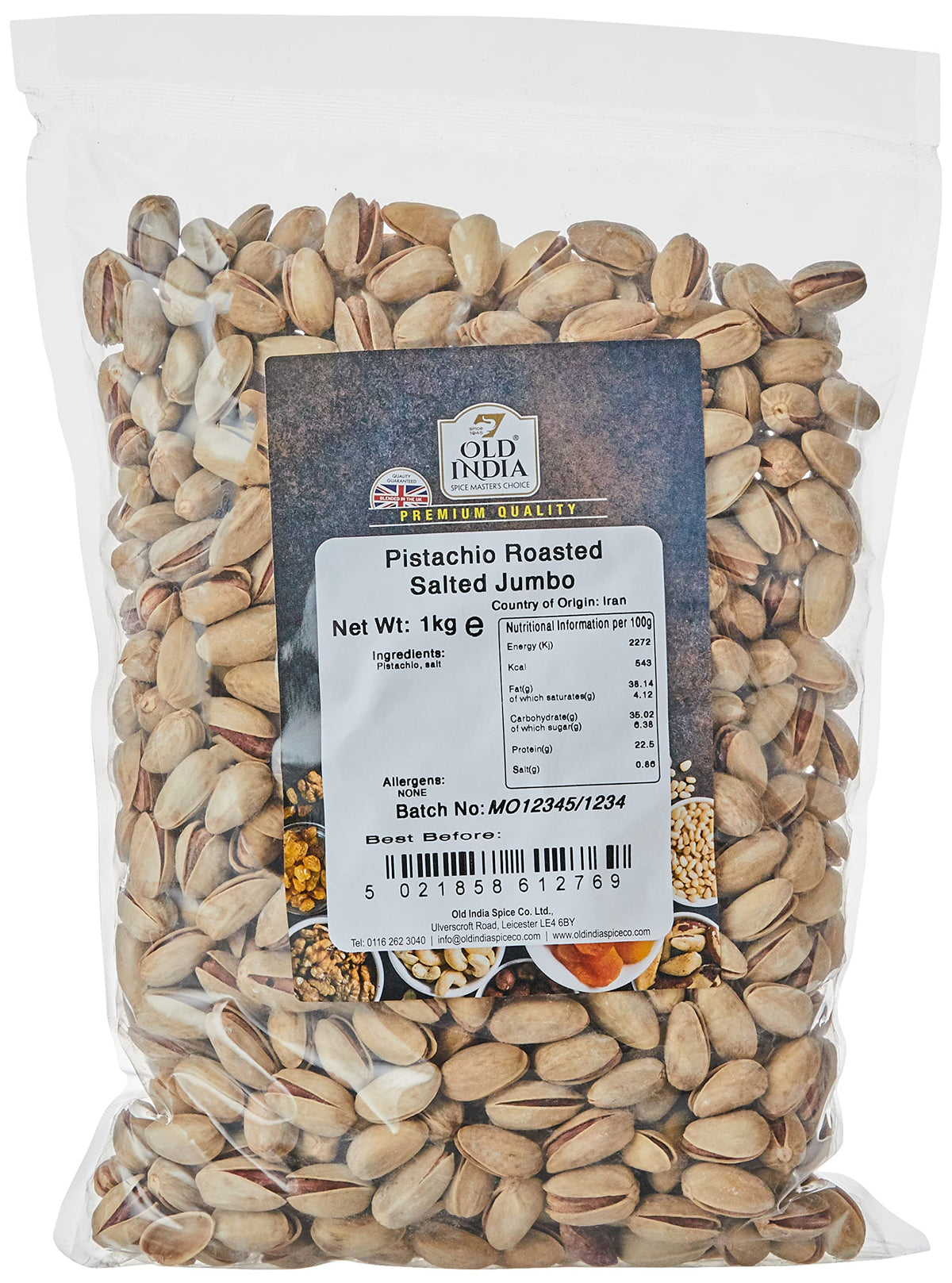 Old India Pistachio Roasted Salted Jumbo 1kg