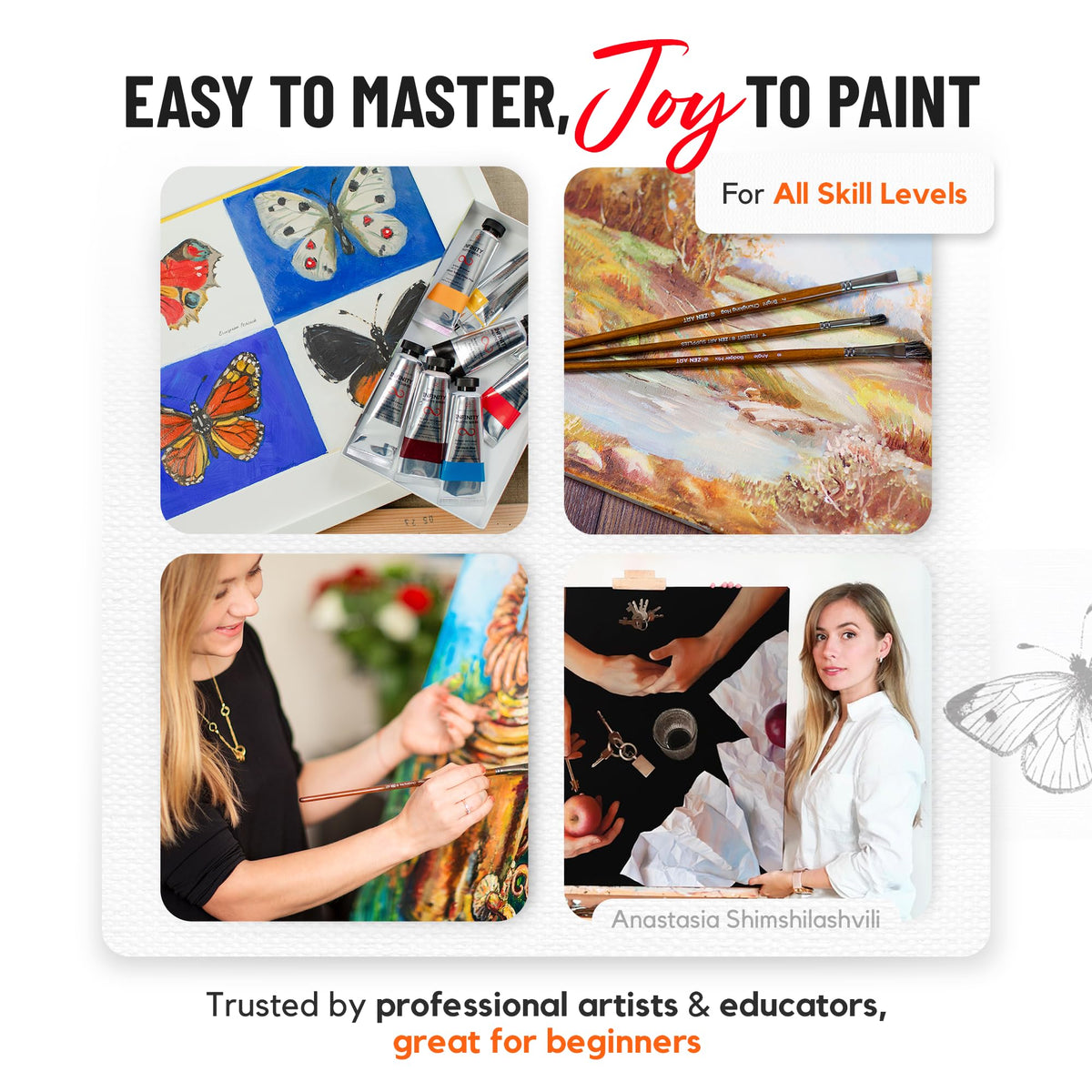 Professional Oil Paint Set for Artists - 8 x 50ml Large Tubes - Non-Toxic Artist Oil Paints. Highly Pigmented, Lightfast Oil Colour Paints, Creamy