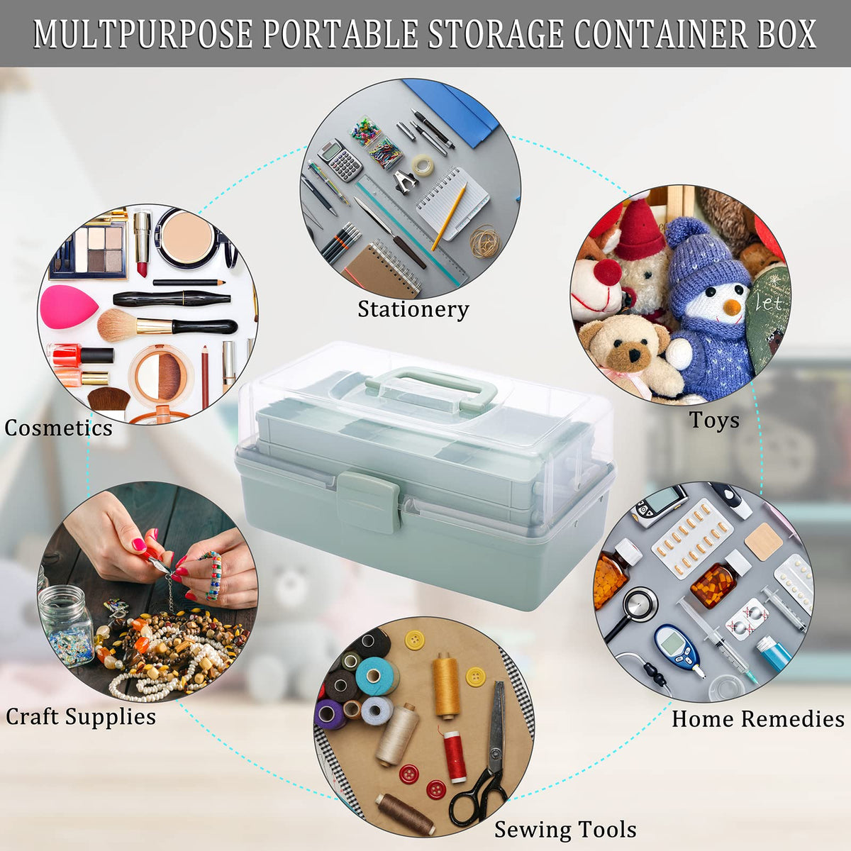 IGNPION 3 Tiers Craft Stackable Storage Box,Plastic Tool Dividers Organiser