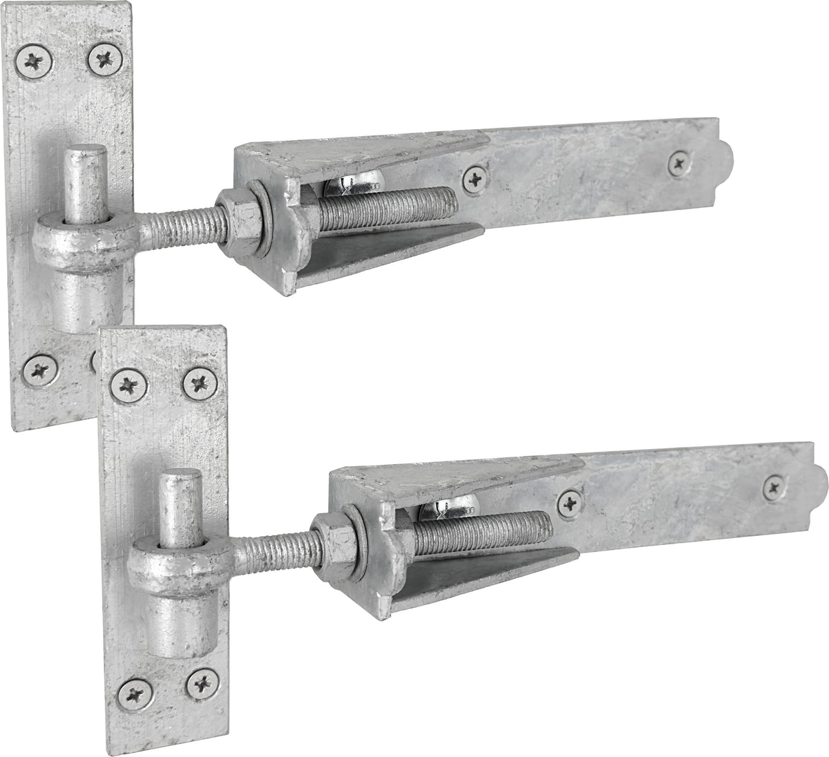 IRONTITE? Adjustable Gate Hinges Heavy Duty 250mm (10"), Hook and Band Gate Hinges for Wooden Gates. Galvanised Hook and Band Hinges with Fixings
