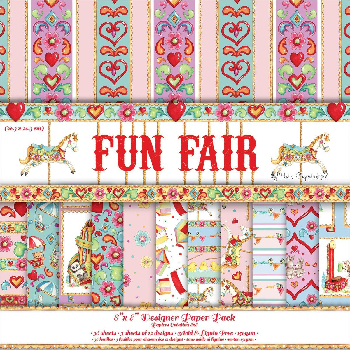Premium Craft Cardstock Fun Fair Helz Cuppleditch 8 x 8Ó Scrapbook Paper Pack
