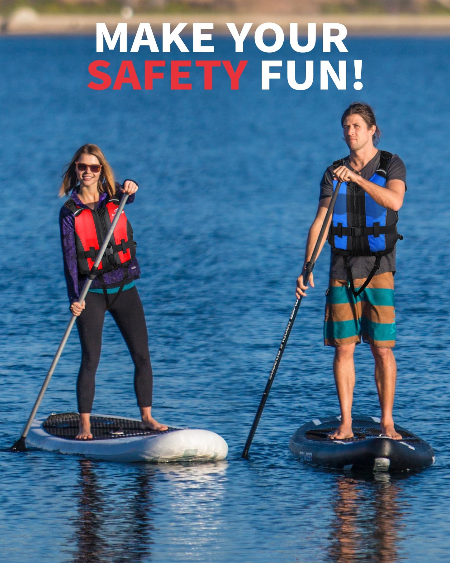 Owntop Buoyancy Aids Adults, Foam Buoyancy Vest Jacket with Crotch Strap Inner Pocket Unisex for Paddleboarding Kayaking Sup Fishing - Red XL/XXL