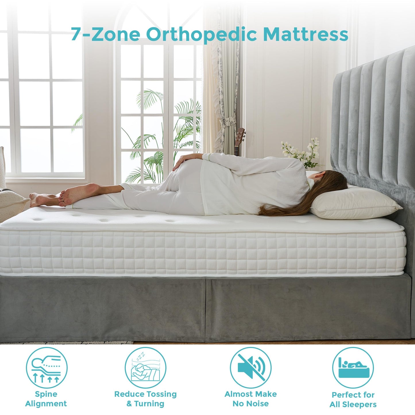 Sana Essentials Super King Mattress 6FT, 7-Zone Pocket Sprung Foam Support for Comfort, Medium Firm Orthopaedic Design, Motion Isolation