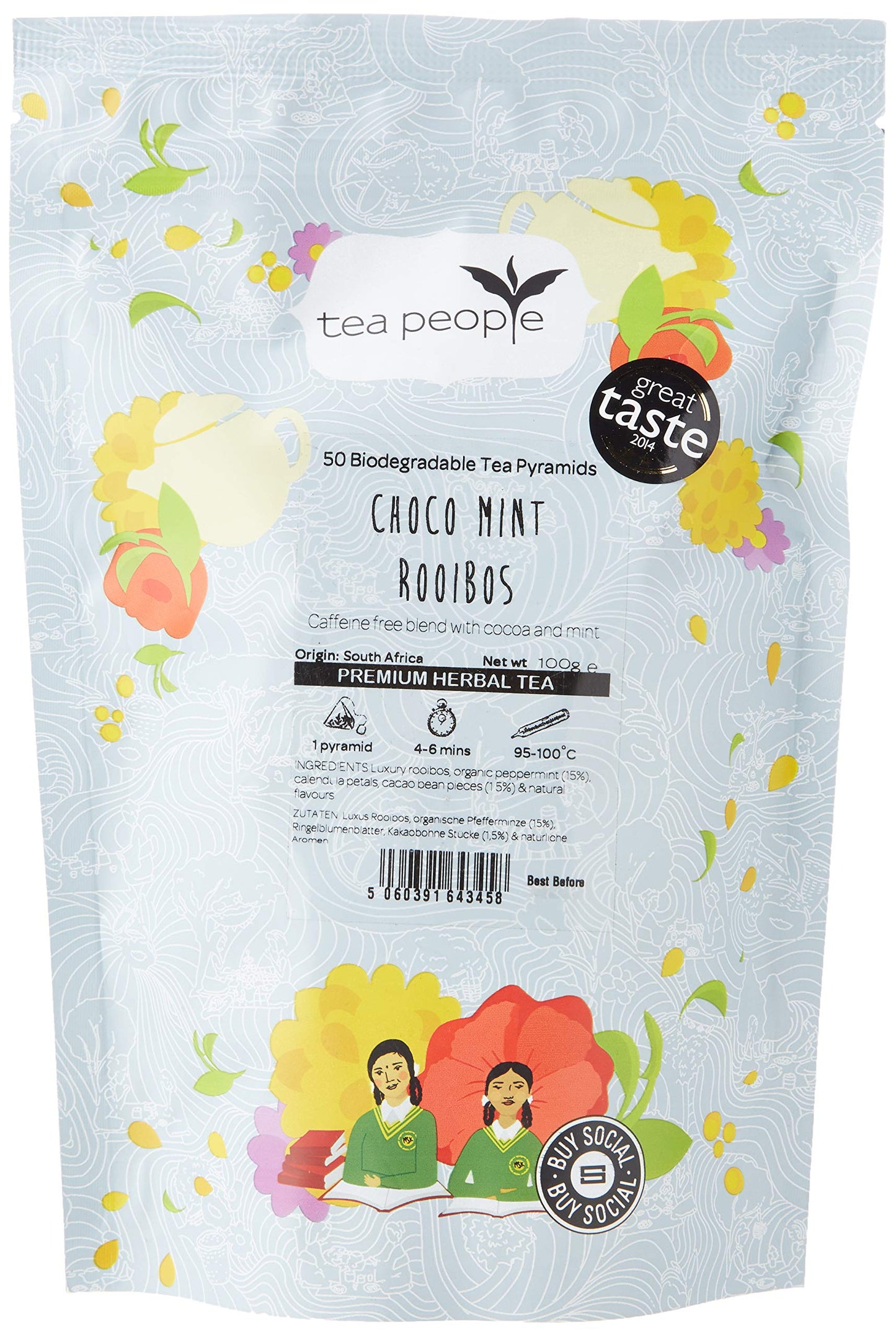 Tea People Choco Mint Rooibos, 50 Tea Pyramids Pack