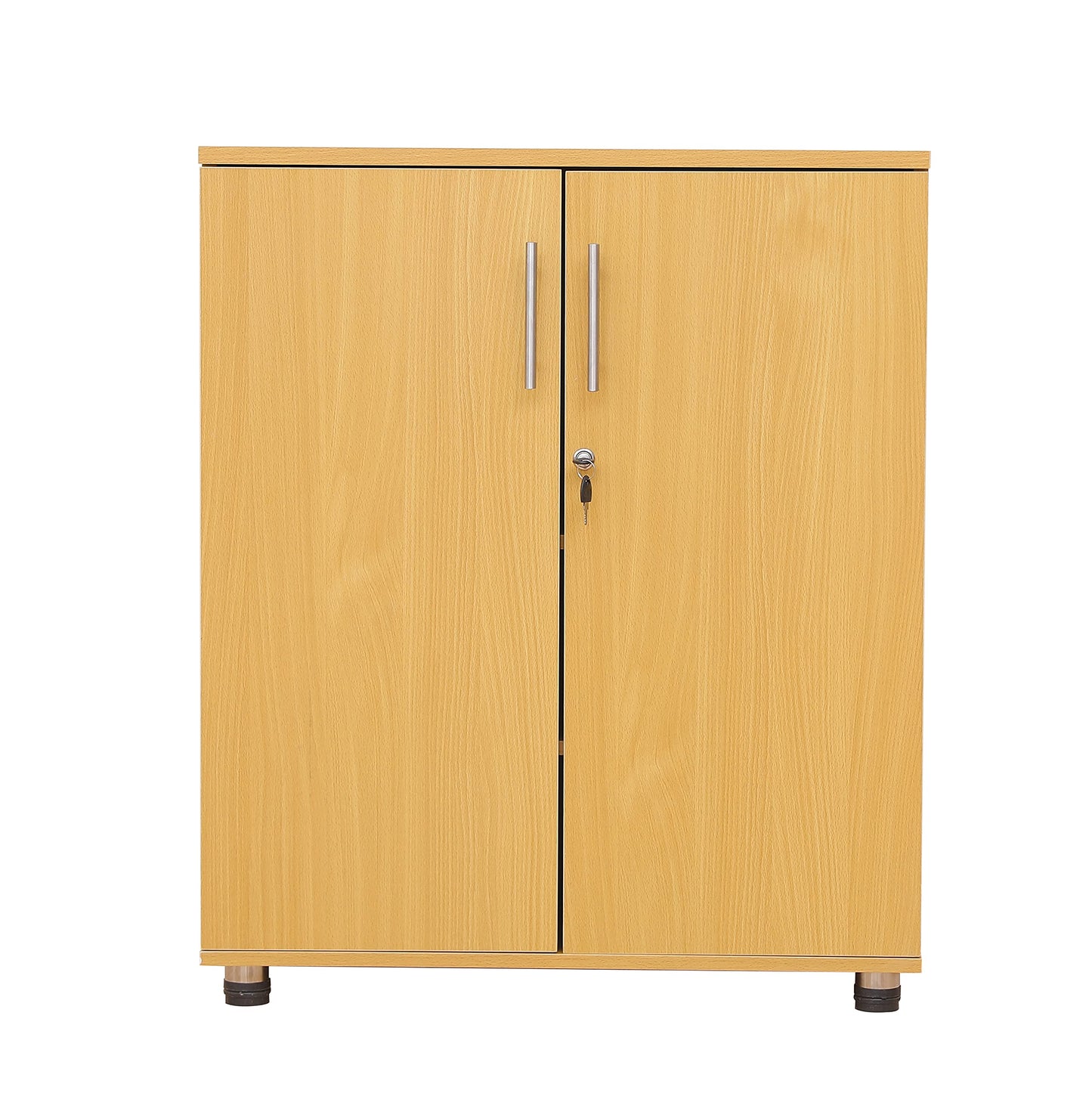 MMT Furniture Designs Ltd Storage Cupboard, 2 Door Engineered Wood, 2 Shelves. Beech, 75cm x 38cm x 90cm