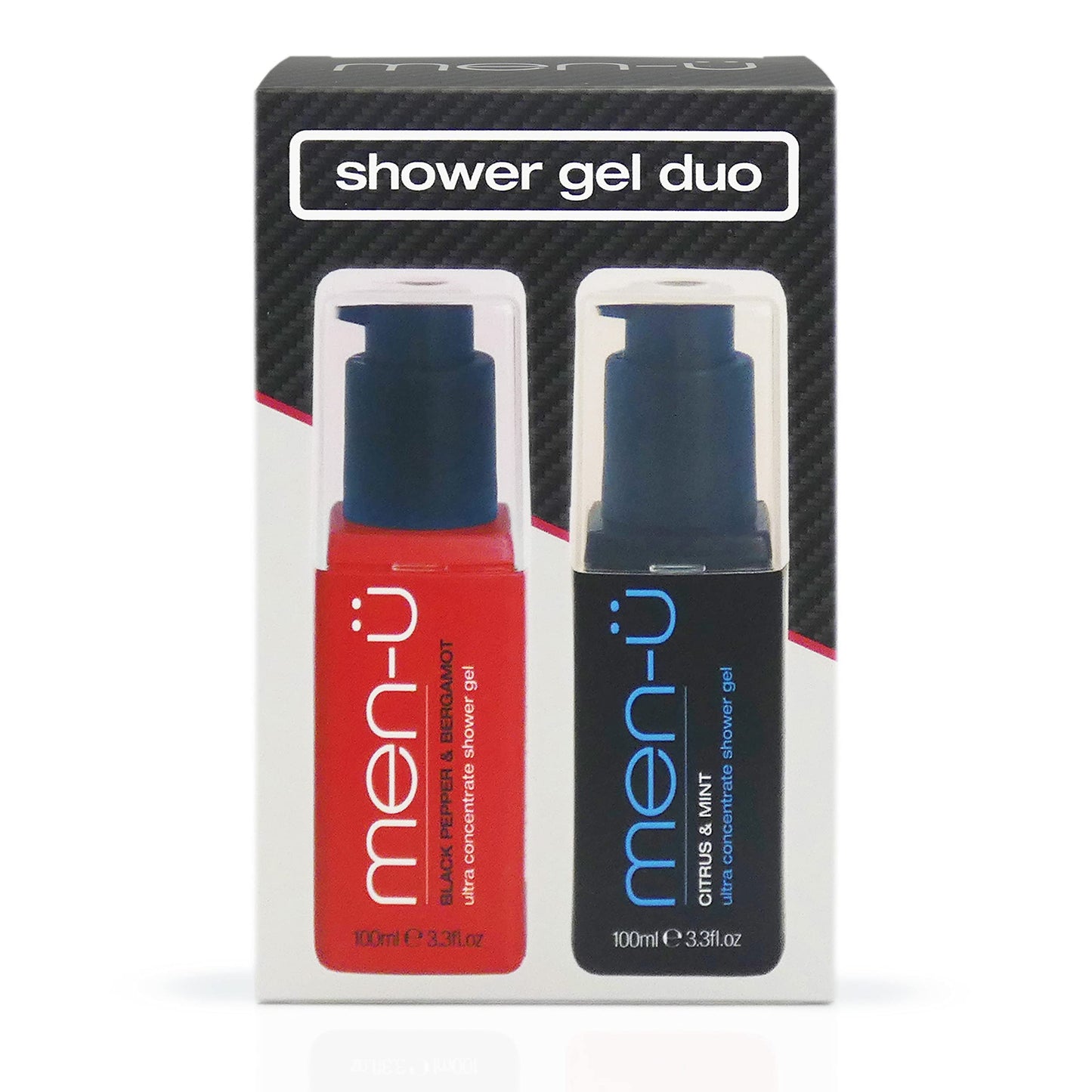 men-u gifts for men SHOWER GEL DUO ? Ultra concentrate body wash men gift sets w/ 1x Black Pepper & Bergamot 100ml and 1x Citrus & Mint shower gel