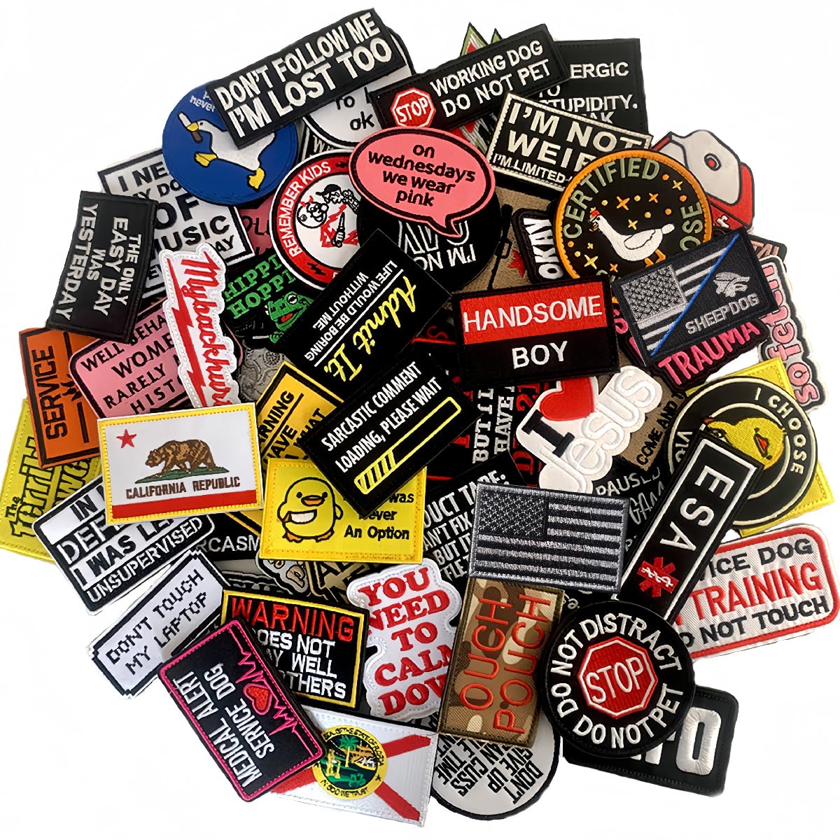 AXEN 20 Pieces Random Tactical Morale Patch Bundle, Full Embroidery Loop and Hook Patches Set for Caps, Bags, Backpacks, Vest, Military