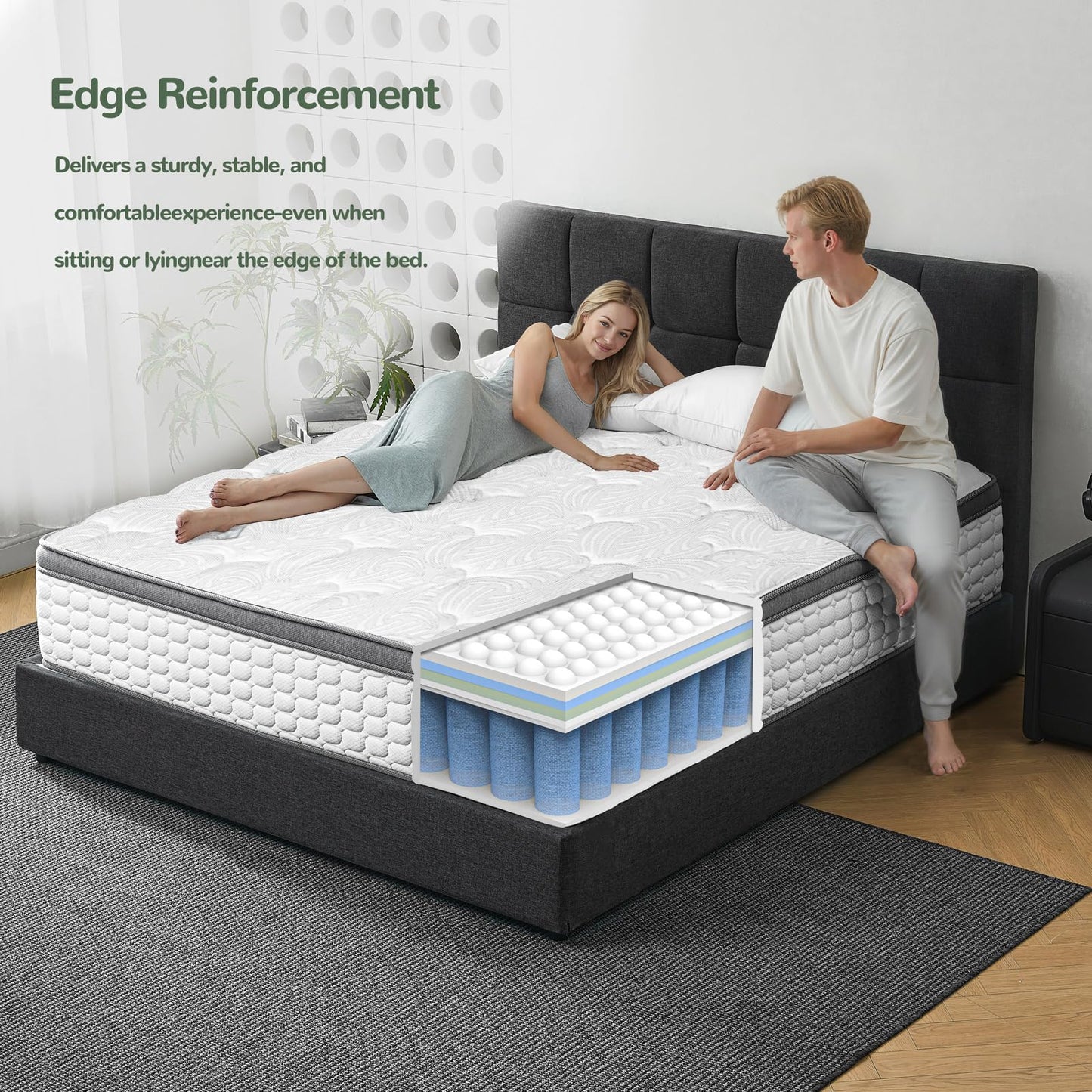 Giovanly 10 Inch Double Size Mattress, Hybrid Mattress in a box Gel Memory Foam, Pocket Springs