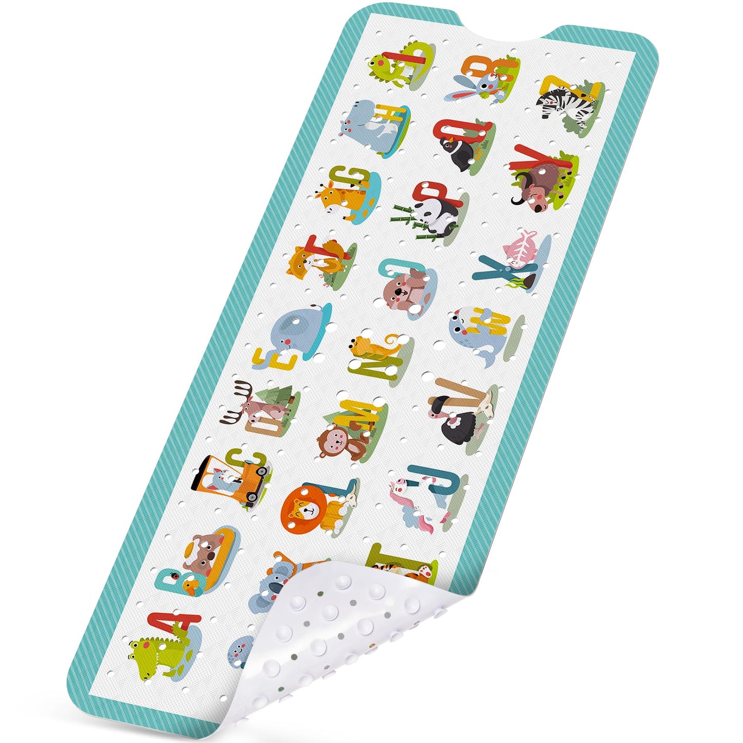 NiBaby Non-Slip Baby Bath Mat with Powerful Suction Cups, 102x41cm Large Size Quick Drain for Children & Elderly Safety in Showers and Tubs, Machine