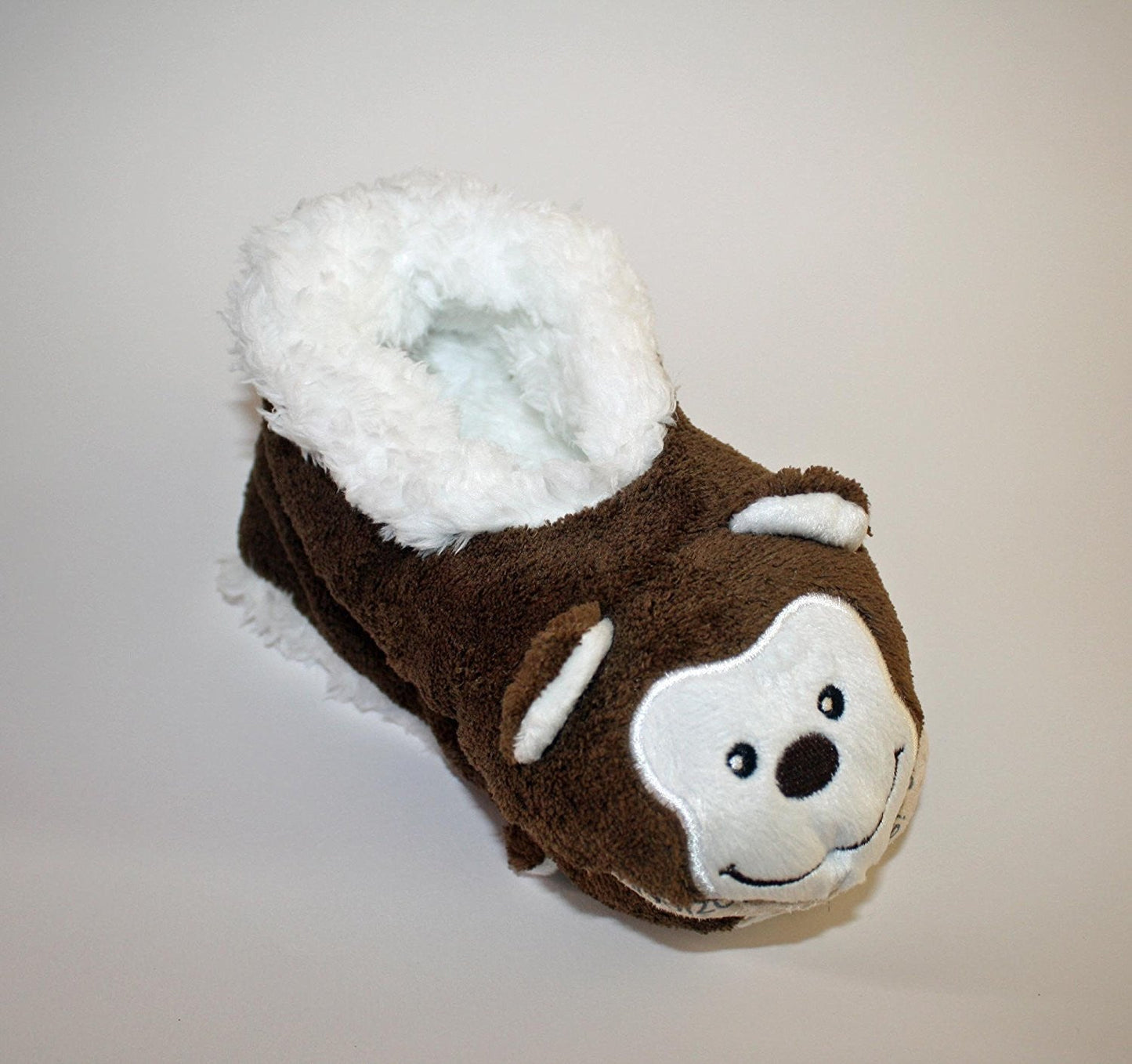 NEW Snoozies Cozy Little Animals Indoor Fleece Slippers with Non Slip Sole (UK 3-4, Brown Monkey)