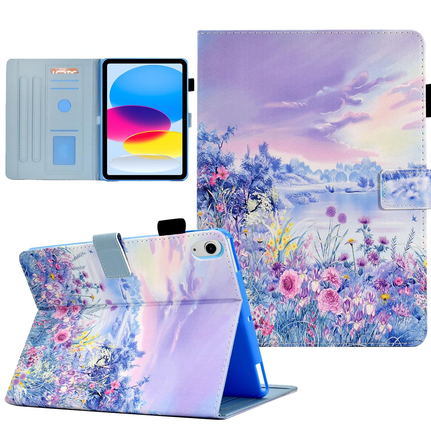 AUSMIX Case for iPad (A16) 11th Generation 11 inch 2025, iPad 10th Generation 10.9 inch 2022, Cute PU Leather Stand Cover, Auto Wake/Sleep Smart Shell